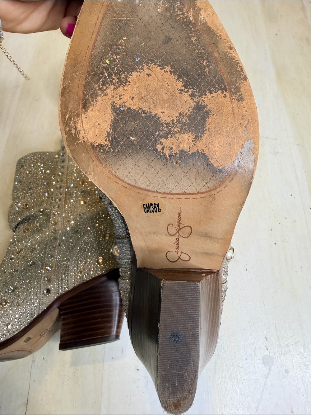 Embellished Gold Jessica Simpson Western Boots - Picture 5 of 8